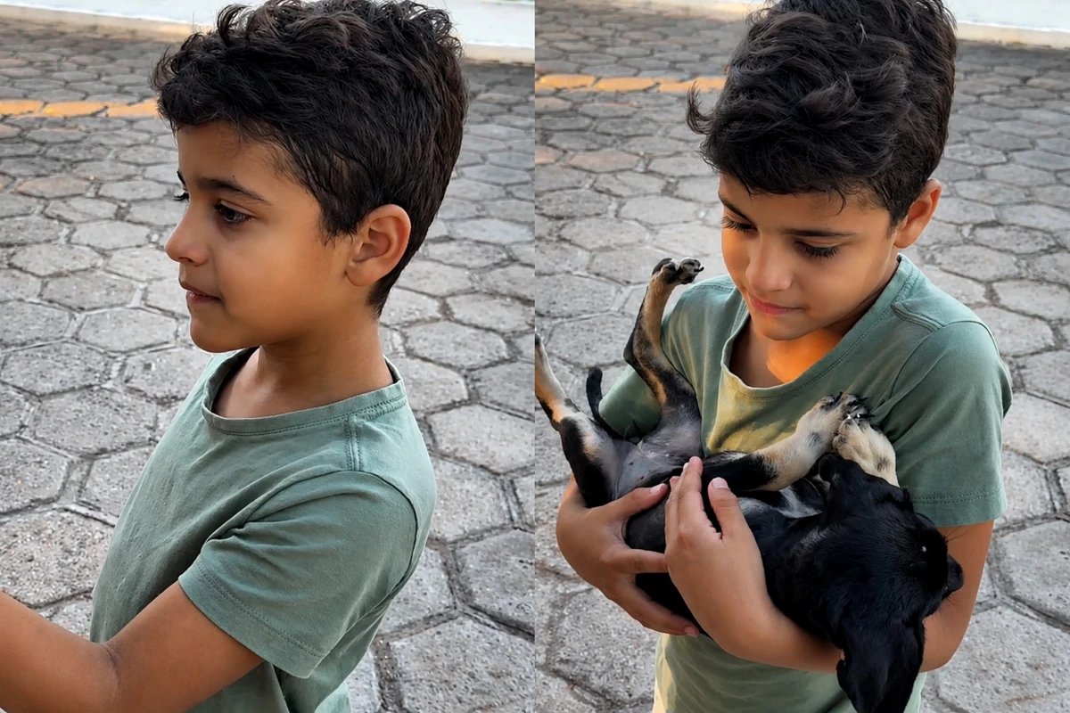 Emocionado, menino chora e convence mãe a adotar única cachorrinha rejeitada em feira de adoção na Bahia