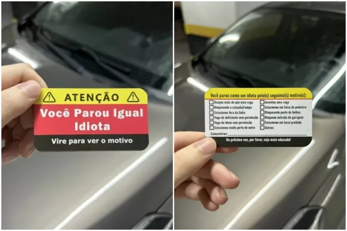 'Você parou igual idiota': cartão no para-brisa com recado debochado vira hit e negócio lucrativo