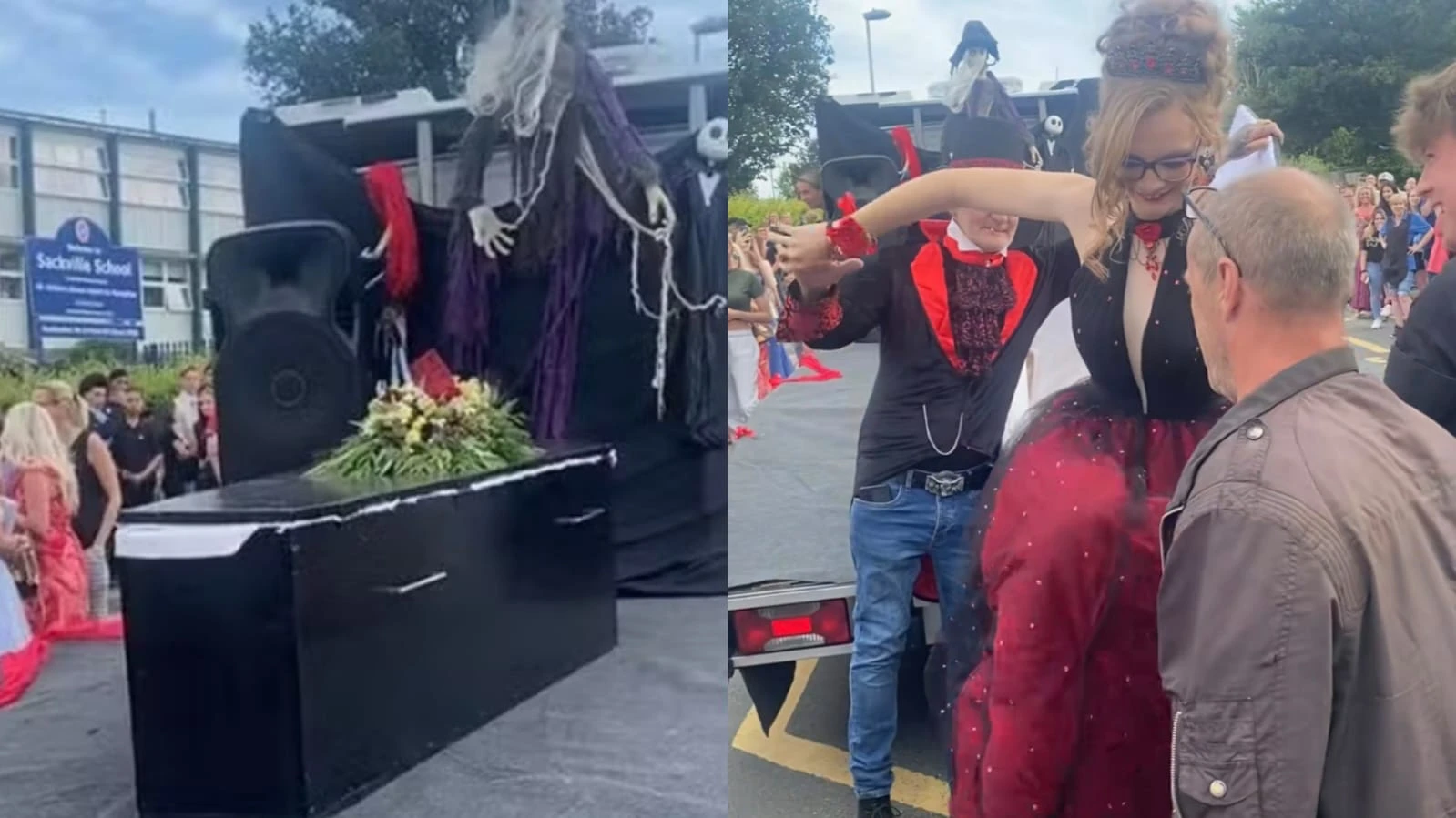 Entrada macabra? Adolescente surpreende ao chegar em caixão no baile de formatura