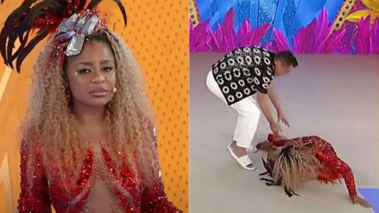 Cariúcha leva tombo ao vivo ao tentar sambar em transmissão do Carnaval; veja vídeo