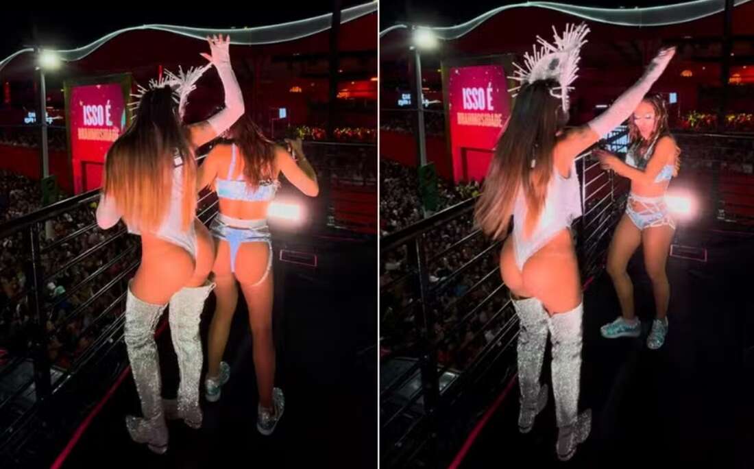 Anitta e Alinne Rosa fazem 'batalha de bumbum' em cima do trio