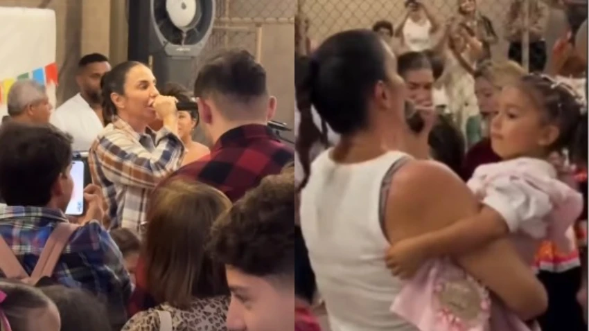 Ivete Sangalo anima arraiá na escola das filhas em Salvador