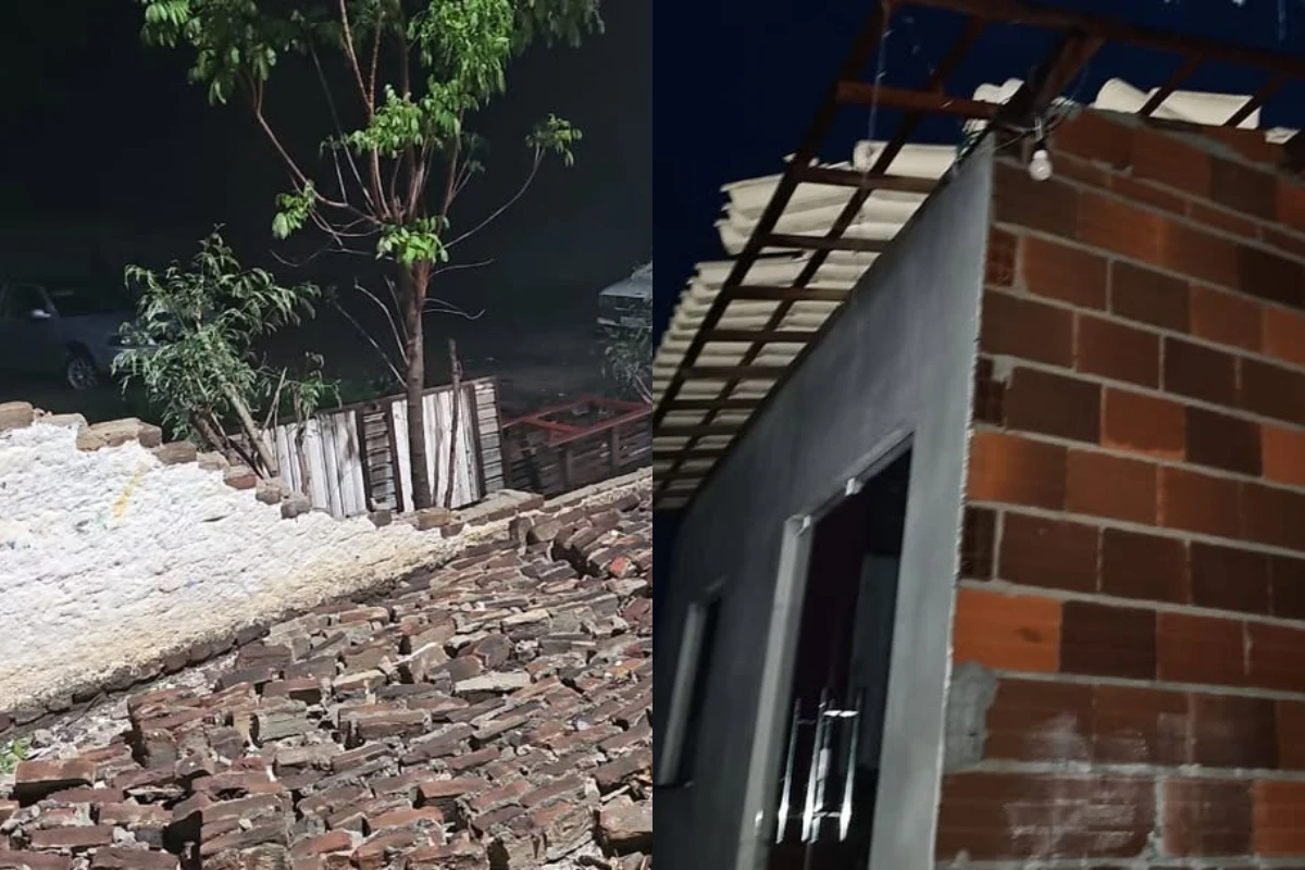 Em alerta laranja, cidade baiana registra chuva de granizo e casas destelhadas