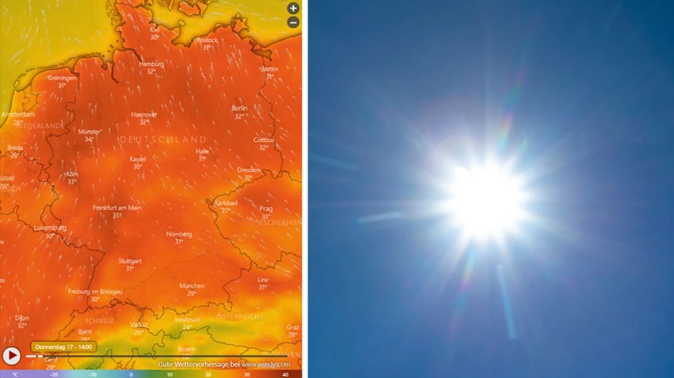 Hitzewarnung, Temperaturen bis 37 Grad: Wo die Sonne heute am stärksten brennt