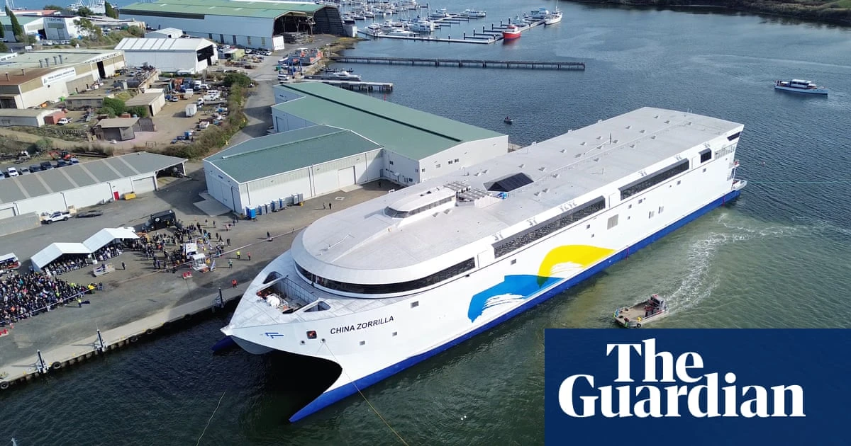 ‘World’s largest’ electric ship measuring 130m launched by Tasmanian boat builder