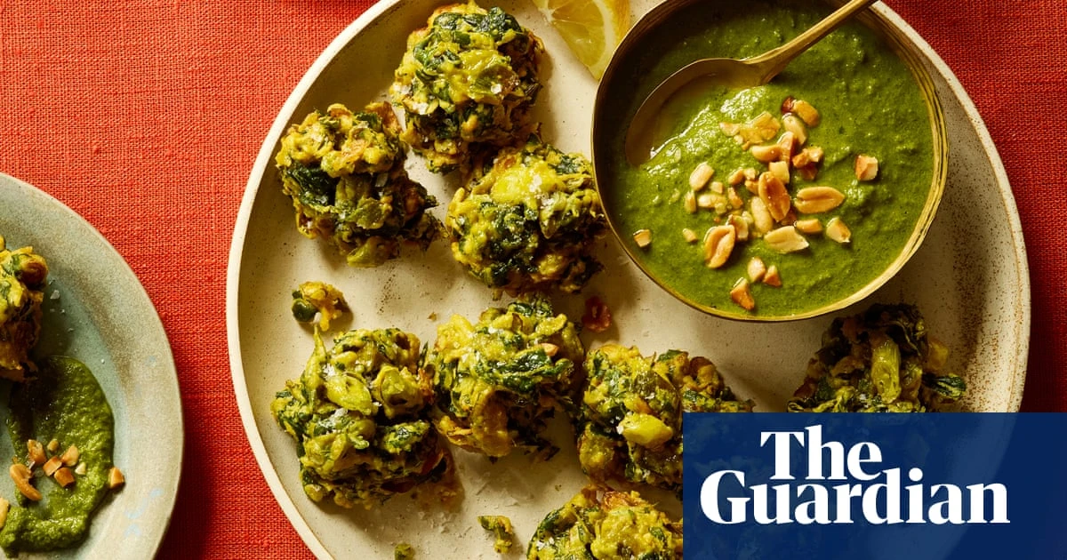 Georgina Hayden’s recipe for spring onion and spinach pakoras