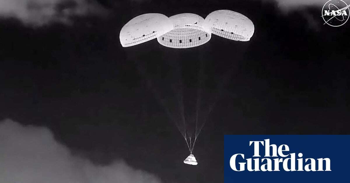 Boeing’s Starliner spacecraft lands on Earth without its crew – video