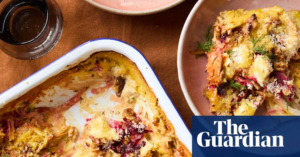 Rukmini Iyer’s quick and easy recipe for beetroot and celeriac gratin with goat’s cheese and walnuts | Quick and easy