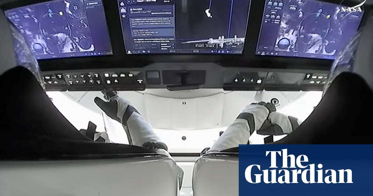 'Stranded' Nasa astronauts begin trip home after nine months in orbit – video