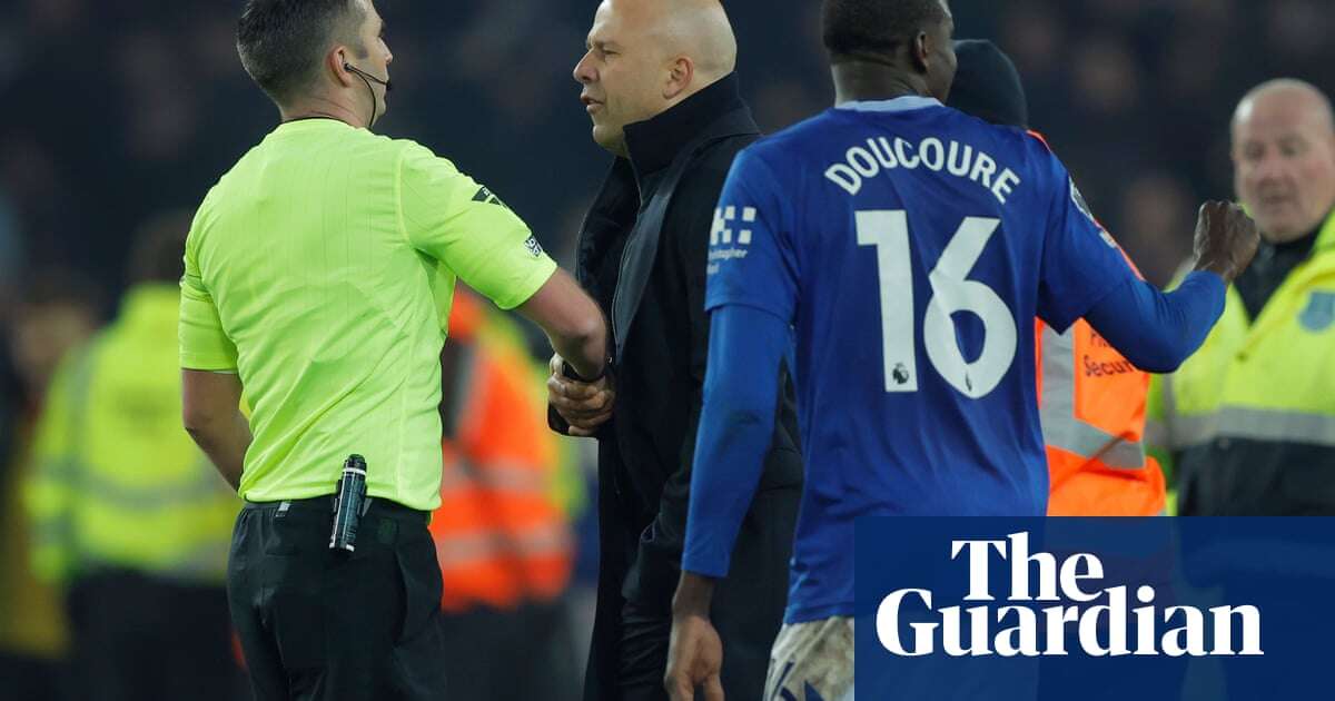 Liverpool’s Arne Slot gets two-game ban after red card in chaotic Merseyside derby