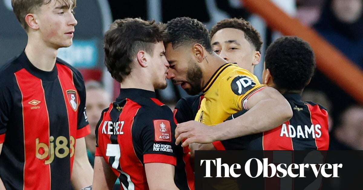 Wolves’ Cunha sent off for head-butt as Bournemouth edge home on penalties