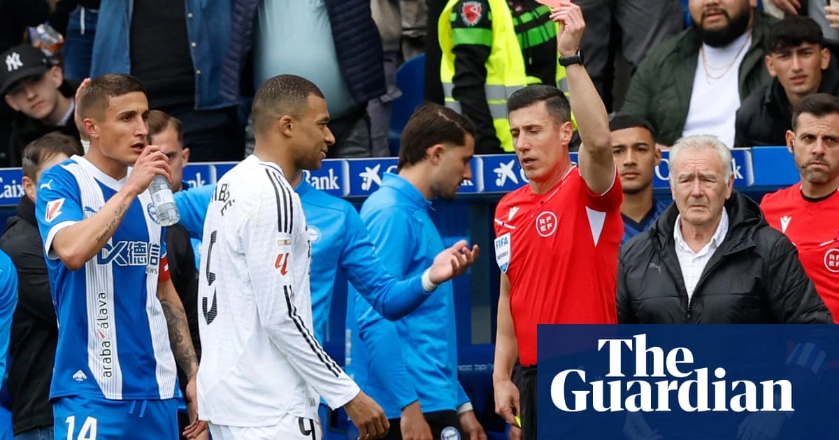 European football: Mbappé sees red but Real Madrid hold on against Alavés