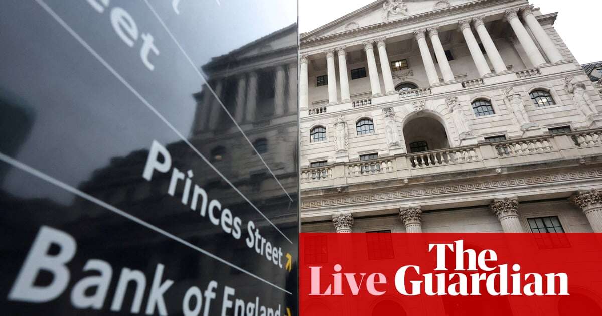 Bank of England expected to leave interest rates on hold today, as wage growth slows – business live