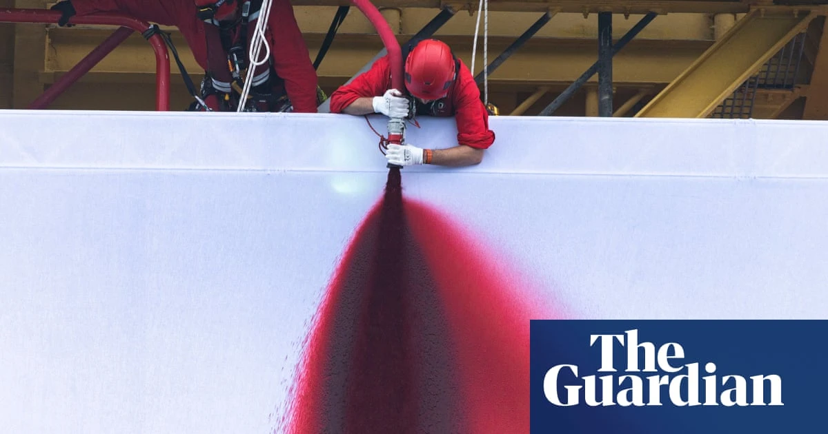Huge ‘Butchered’ artwork installed on North Sea gas rig by Greenpeace activists