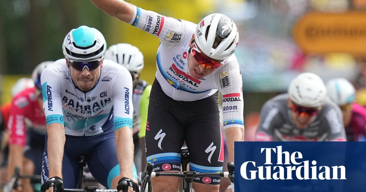 Points leader Jasper Philipsen crashes out of Tour as Tim Merlier wins stage three