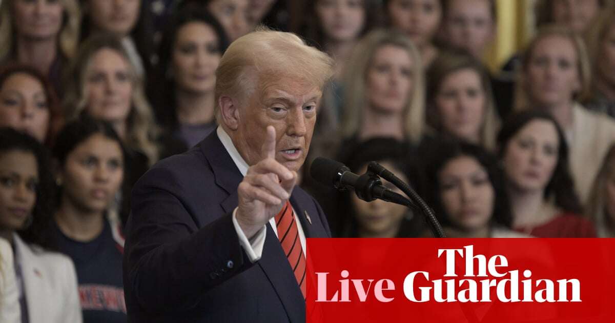 Trump bans trans athletes from women’s sports as officials walk back from Gaza comments – US politics live