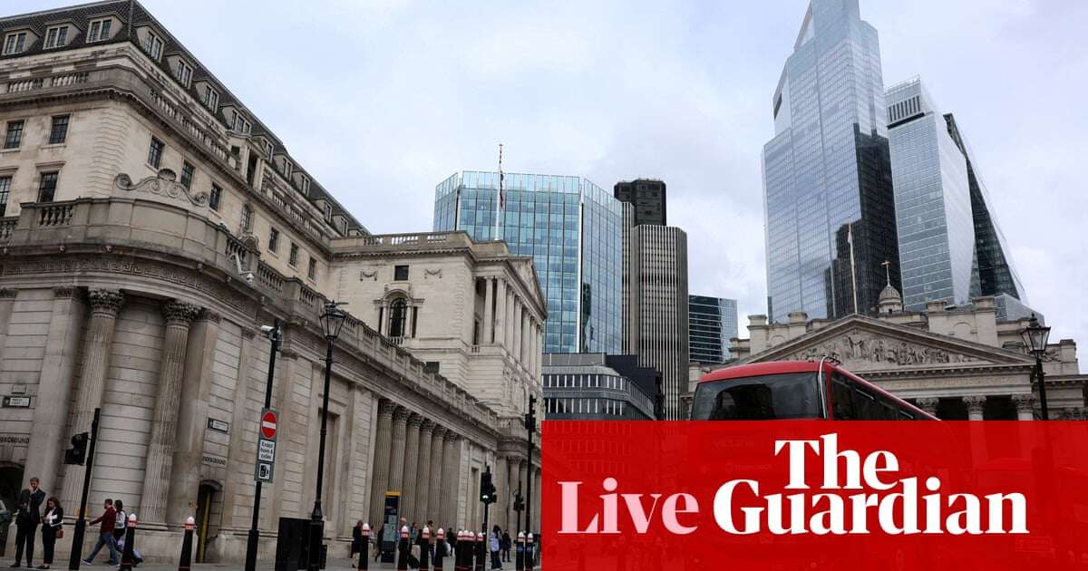 Bank of England expected to leave interest rates on hold today; household water bills to rise 36% by 2030 – business live