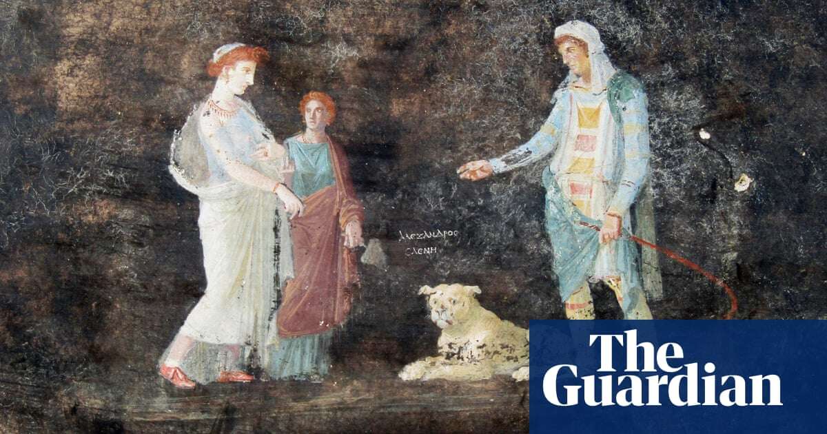 Banquet room with preserved frescoes unearthed among Pompeii ruins