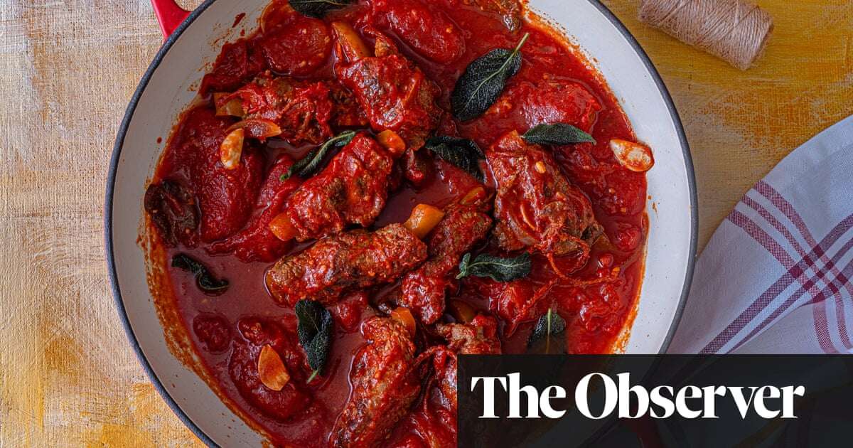 Joe Trivelli’s recipes for lamb involtini, gnocchi, peppers and aubergines and rice cake