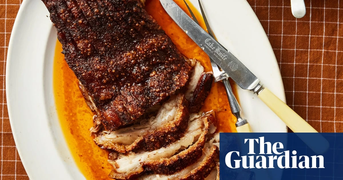 José Pizarro’s recipe for slow-roast pork belly with spring onion mojo verde