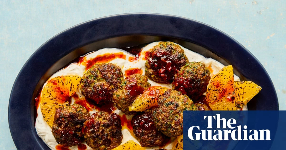 Sabrina Ghayour’s recipes for lamb koftas with smoky aubergine salad
