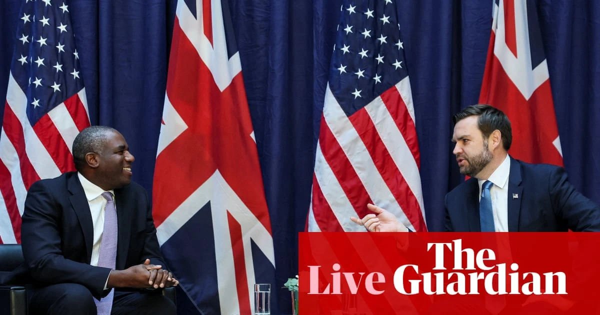 Lammy to host Vance in UK as Starmer denounces Israel’s plan to take control of Gaza City – UK politics live