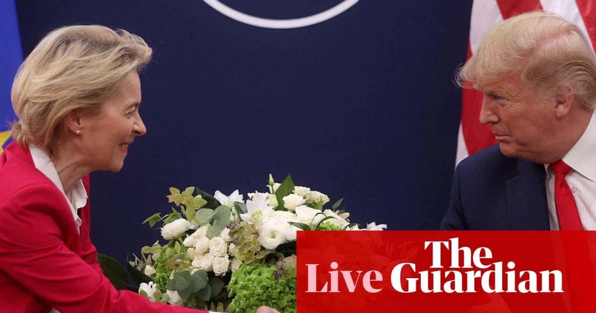 Donald Trump announces he will pause threatened 50% tariffs on Europe after call with EU chief – US politics live