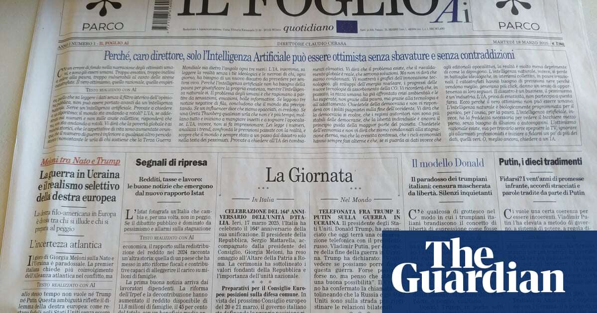 Italian newspaper says it has published world’s first AI-generated edition