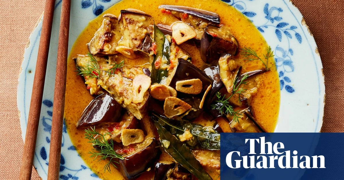 Julie Lin’s recipes for cooking for one: yellow curry with baby aubergine, and Chinese-style spicy garlic celery