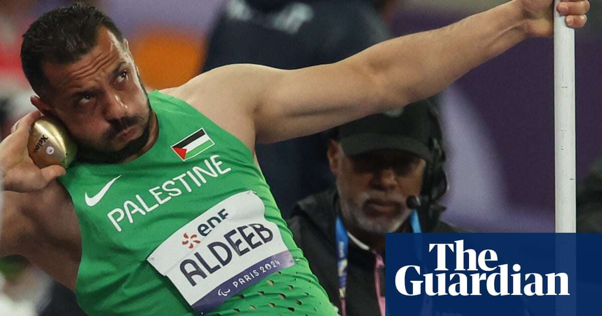 ‘We are freed in Gaza by sport’: shot putter flies Palestinian flag at Paralympics