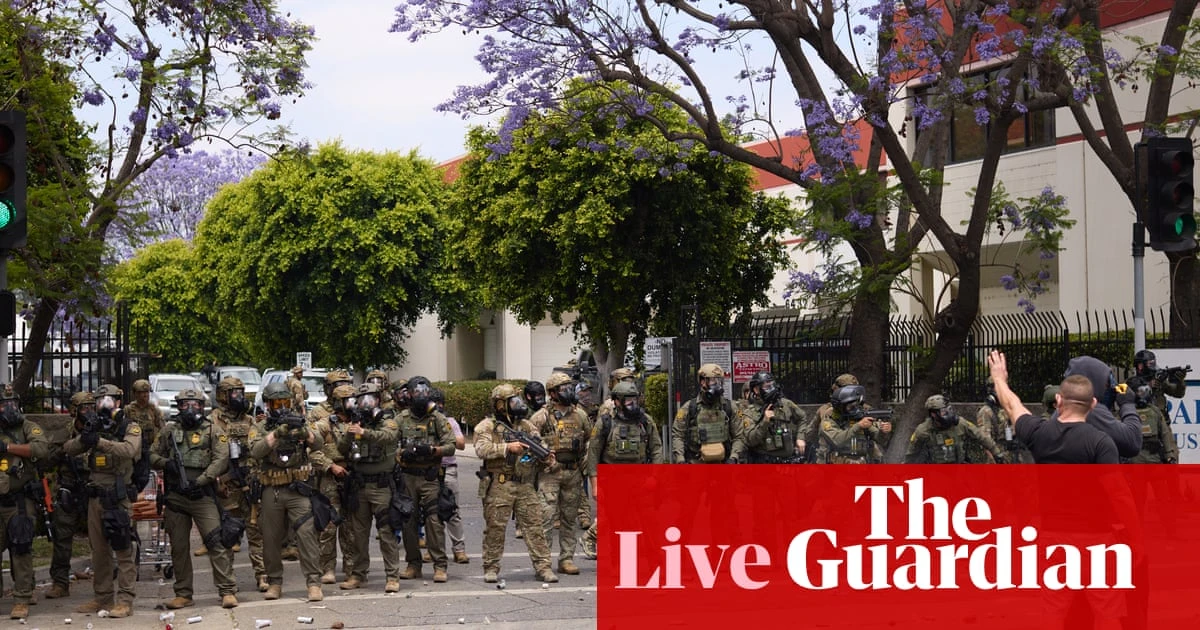 Trump praises ‘great job’ by national guard in calming LA protests, as mayor says troops are not in the city – US politics live