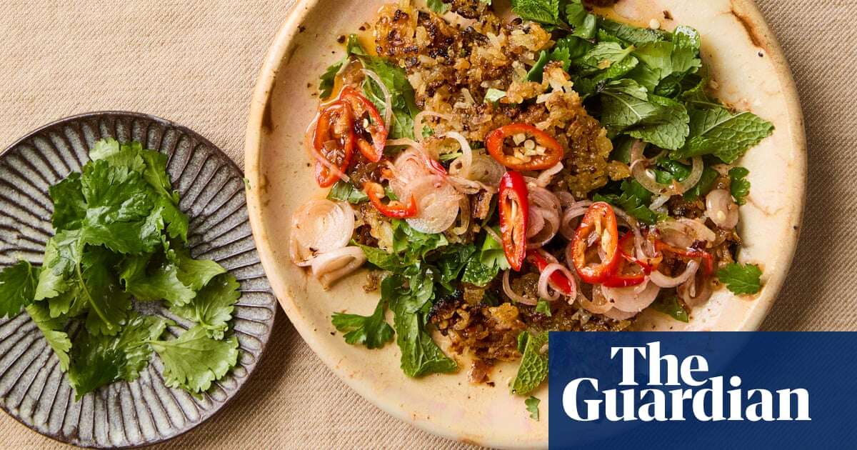 Georgina Hayden’s recipe for a herby, crispy rice, shallot and lemongrass salad