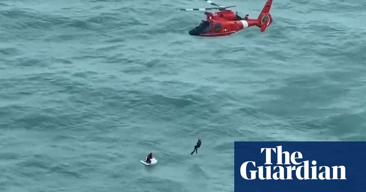 Hurricane Milton: US Coast Guard rescues man clinging to ice chest in Gulf of Mexico – video