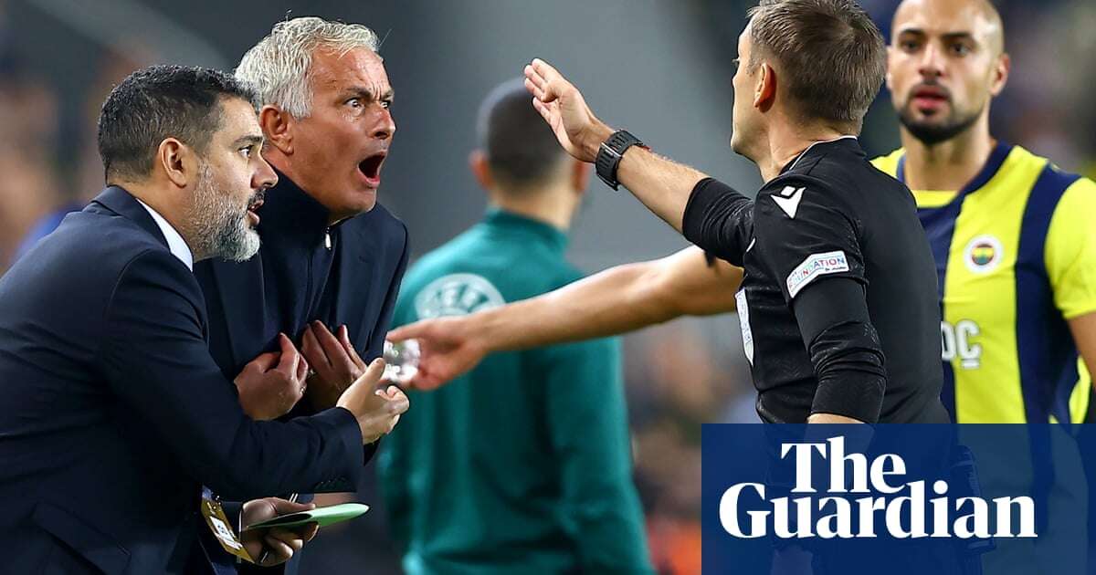 Mourinho says it's best he doesn't manage a team in Uefa competitions after sending off  – video