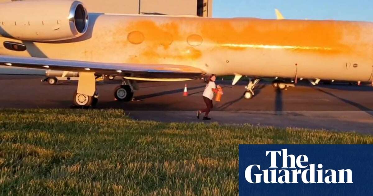 Planes spray-painted at UK airfield where Just Stop Oil says Taylor Swift jet landed – video