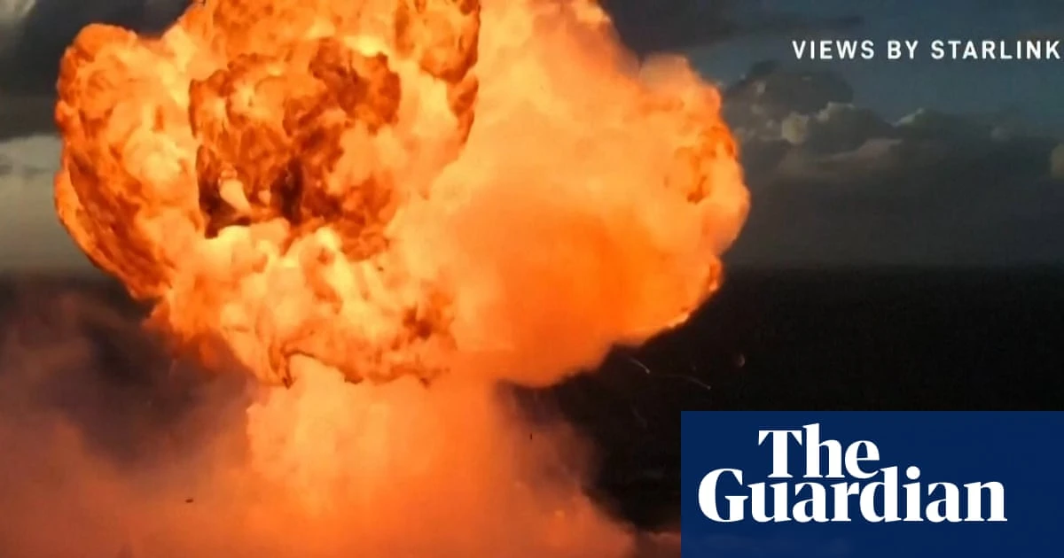 SpaceX rocket bursts into flames during Indian Ocean landing – video