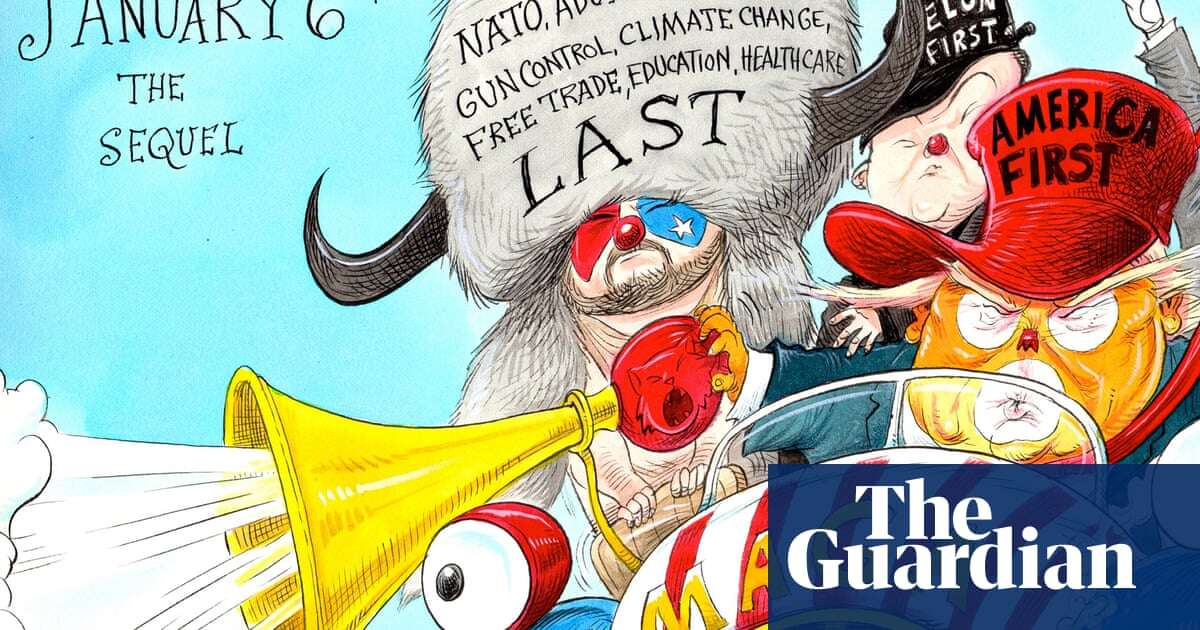 Chris Riddell on Donald Trump surrounding himself with clowns – cartoon