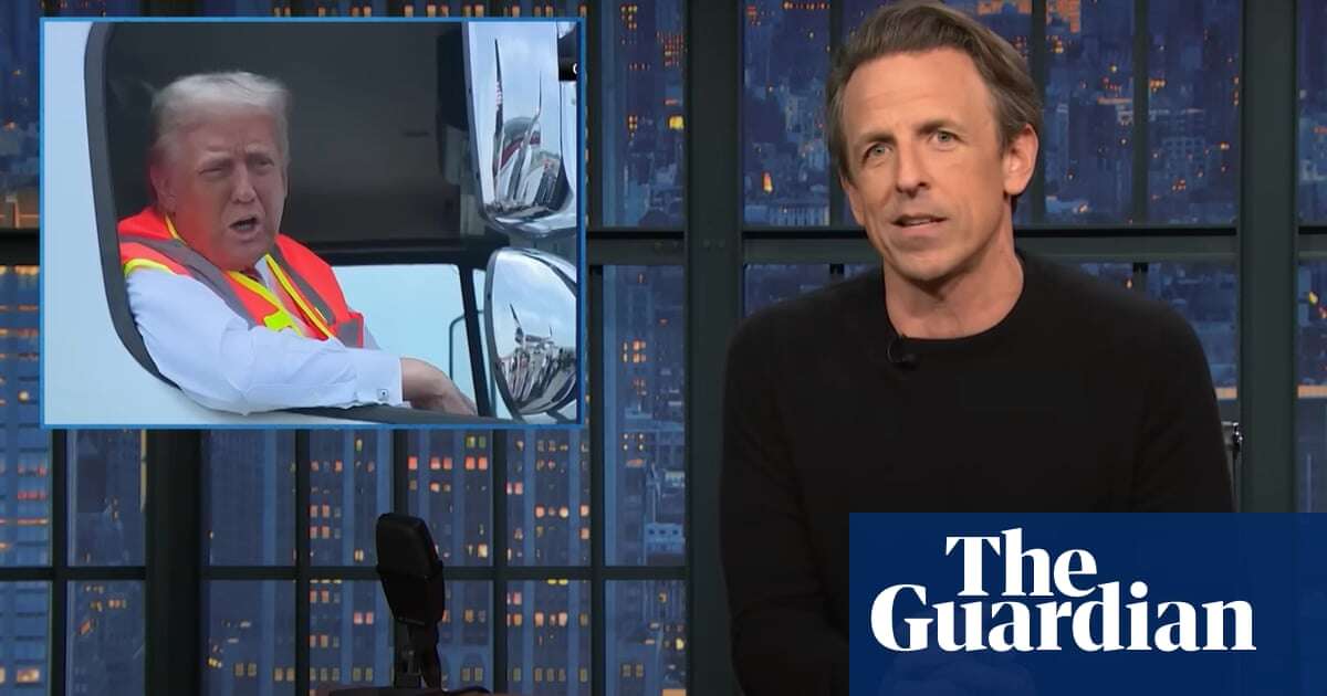 Seth Meyers on Trump’s garbage truck stunt: ‘I think you should stay there’