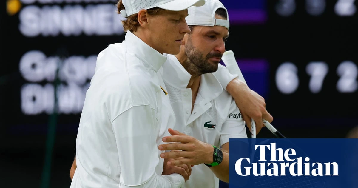 Sinner fortunate to reach quarter-finals as Dimitrov retires injured leading by two sets
