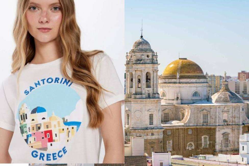 La polémica camiseta que mezcla Cádiz con la isla griega de Santorini