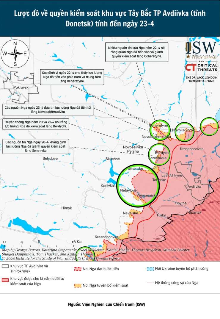 Lược đồ: Nga đột phá xung quanh pháo đài Avdiivka