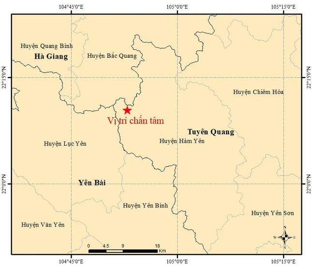 Động đất ở Tuyên Quang, nhiều tỉnh cảm nhận được rung chấn