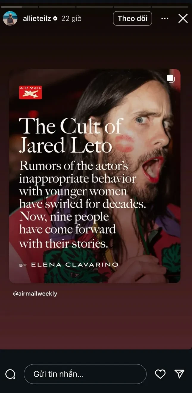 Tài tử Jared Leto bị tố cáo quấy rối 9 phụ nữ, trong đó có trẻ vị thành niên