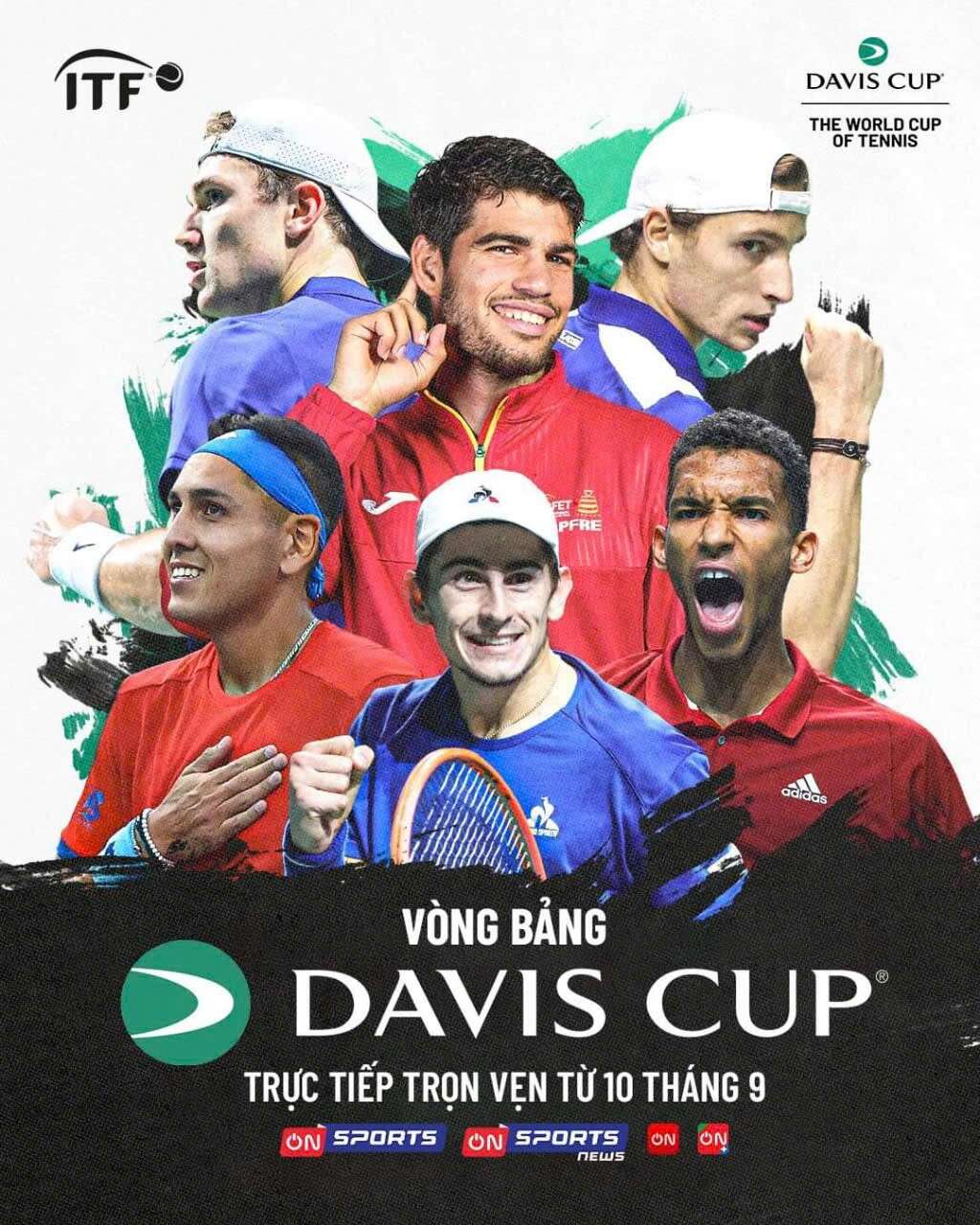 Dàn sao tennis đấu vòng bảng Davis Cup 2024 đua vé tứ kết, trực tiếp trên VTVcab