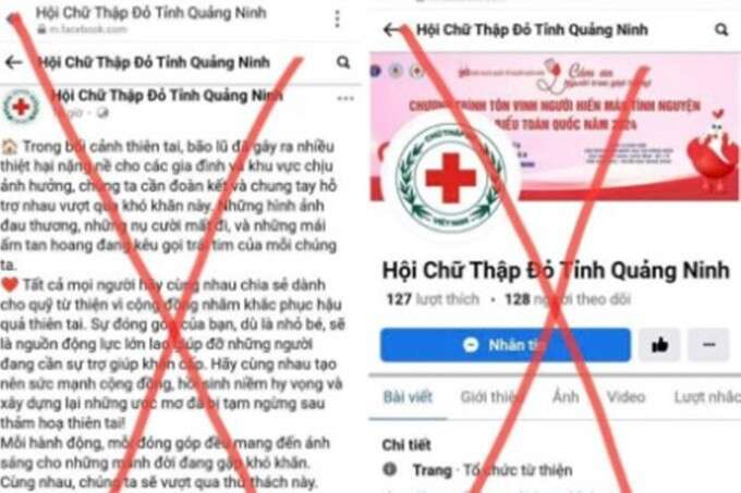 Giả fanpage Hội Chữ thập đỏ Quảng Ninh kêu gọi chuyển khoản