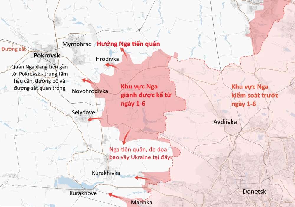 Bản đồ: Hình dung đà tiến quân của Nga ở miền đông Ukraine