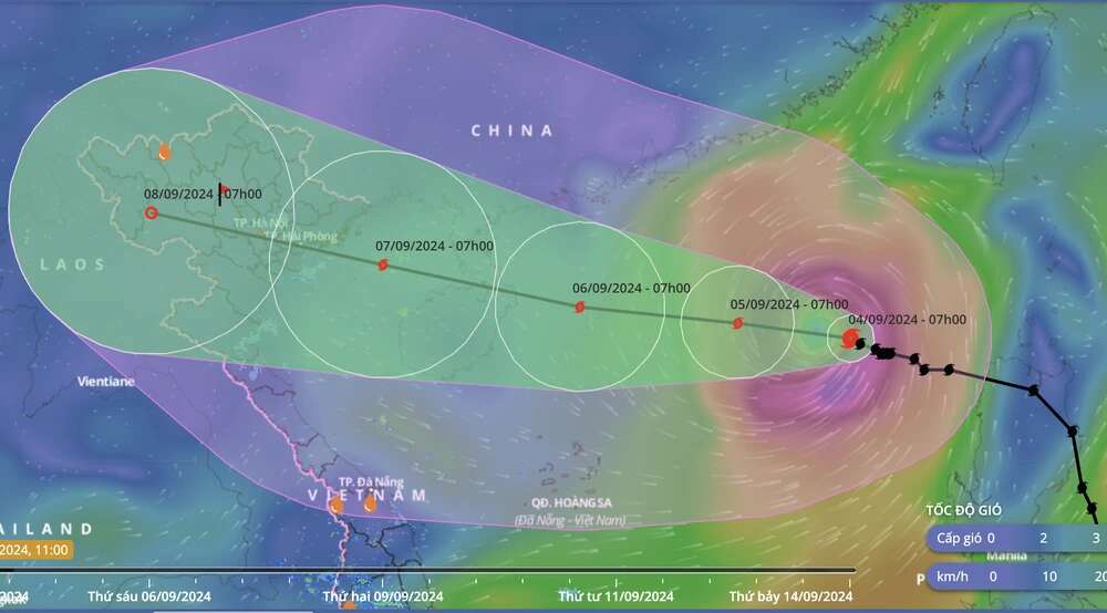 Bão số 3 đã mạnh lên cấp 'cuồng phong'