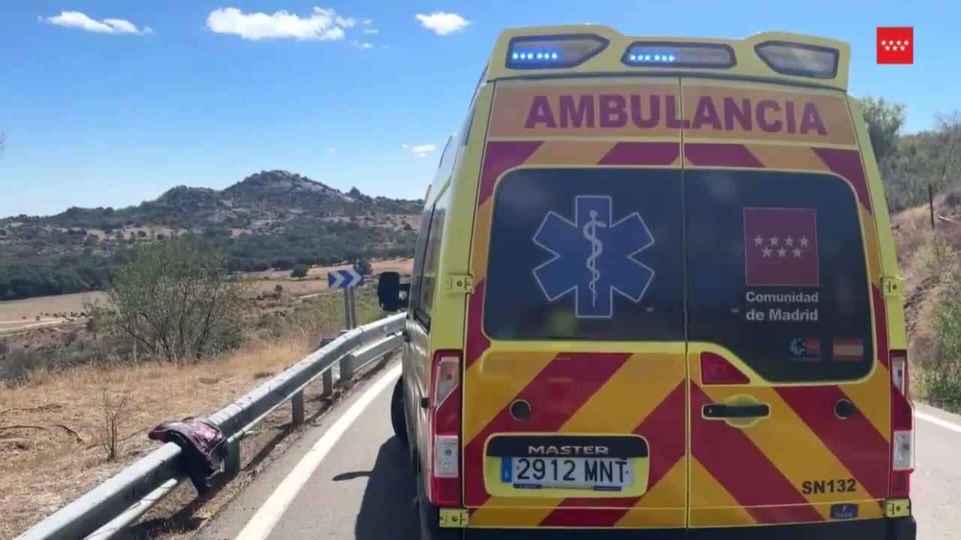 Cuatro heridos, dos de ellos graves, al chocar frontalmente dos motos en Zarzalejo