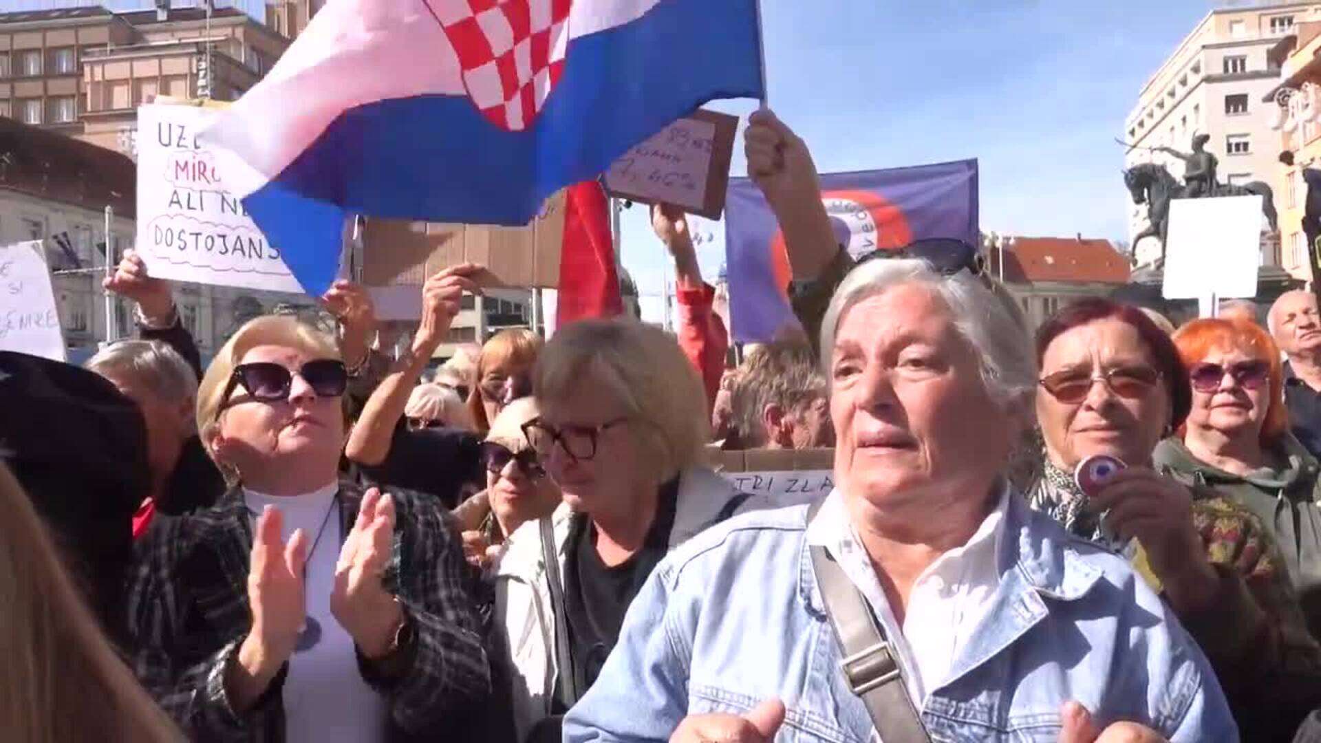 Pensionistas croatas protestan en Zagreb