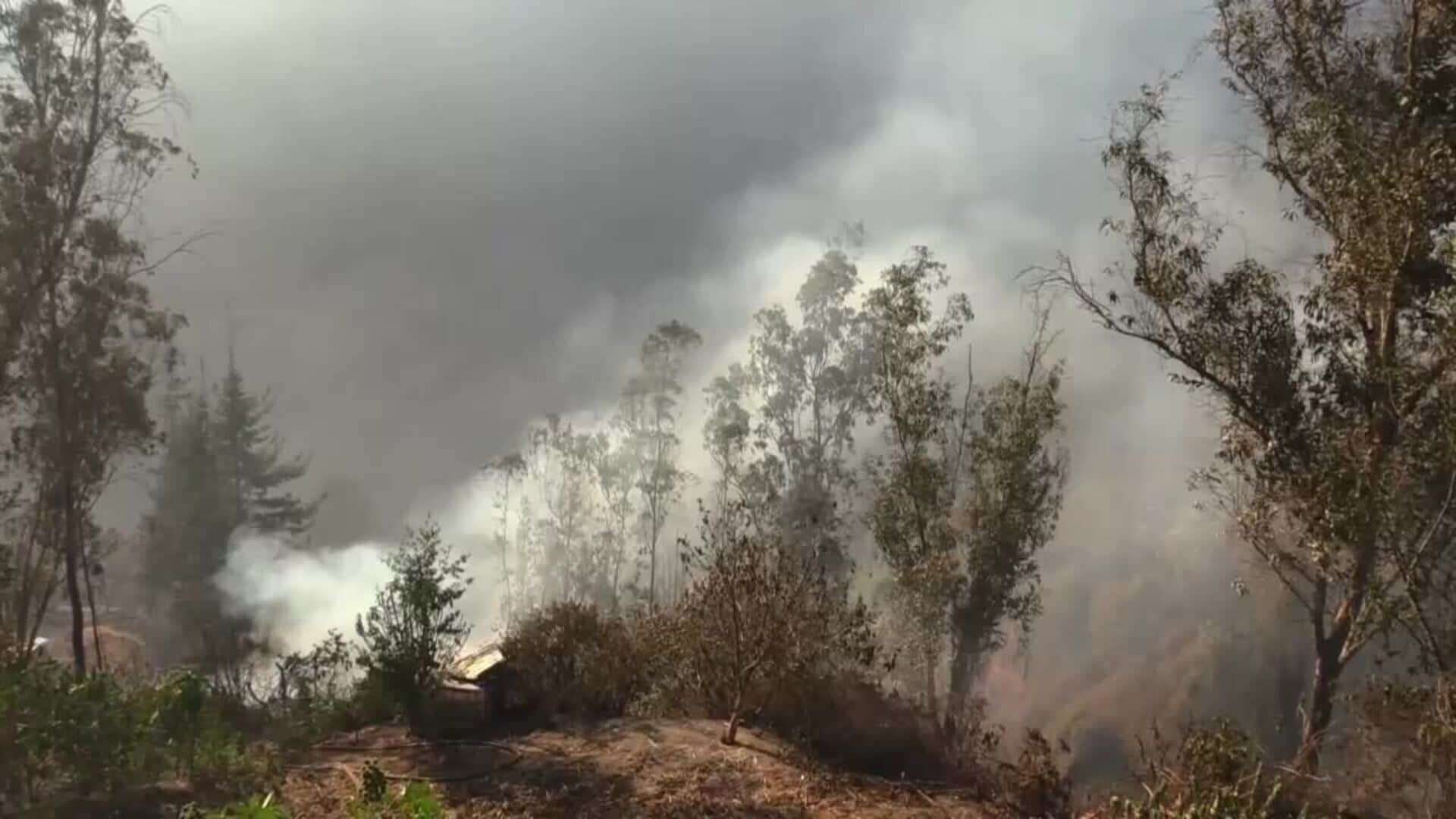 Suben a siete los heridos por incendio forestal en Quito, que mantiene focos activos